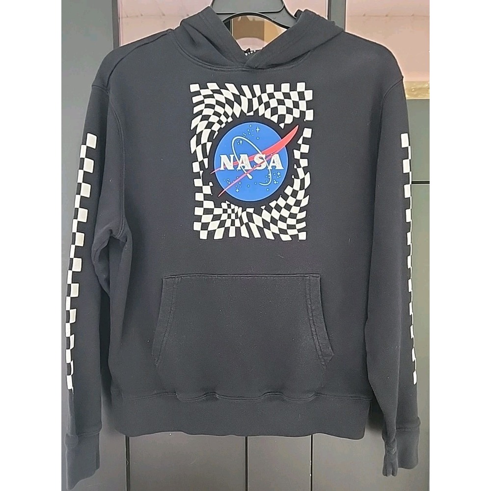 Mad‎ Engine Men's NASA Logo Graphic Fleece Long Sleeve Pullover Hoodie Black M